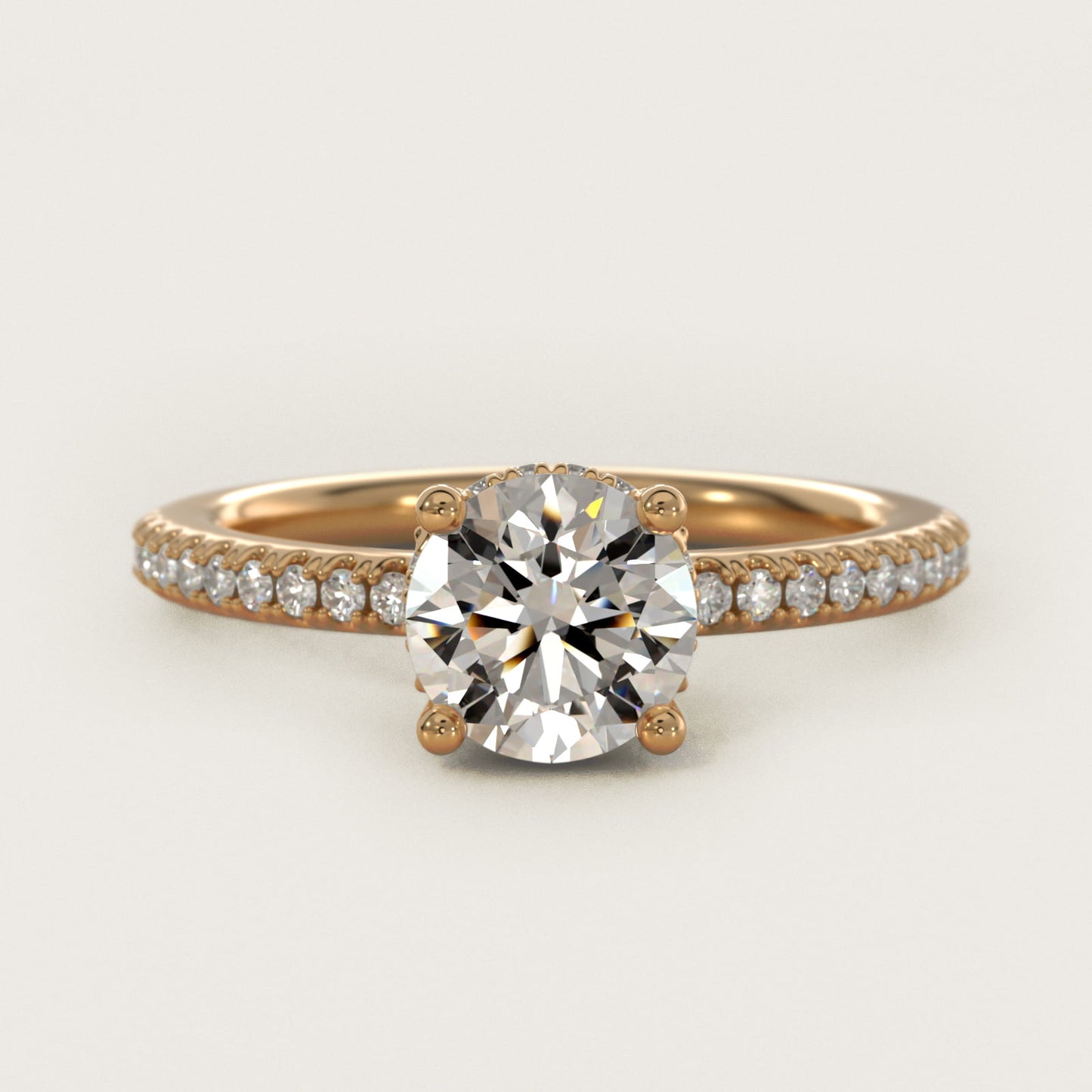 Petite MicropavŽ Hidden Halo Engagement Ring in 18k Yellow Gold (1/5 ct. tw.) - Round Center