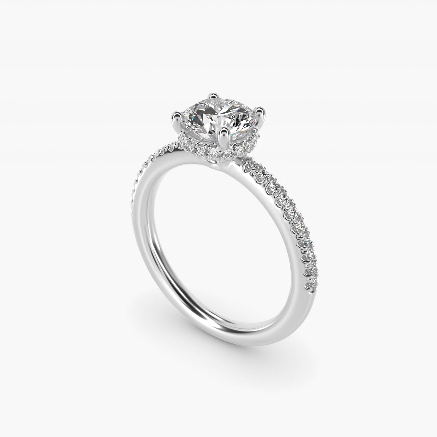 Petite MicropavŽ Hidden Halo Engagement Ring in Platinum (1/5 ct. tw.) - Round Center