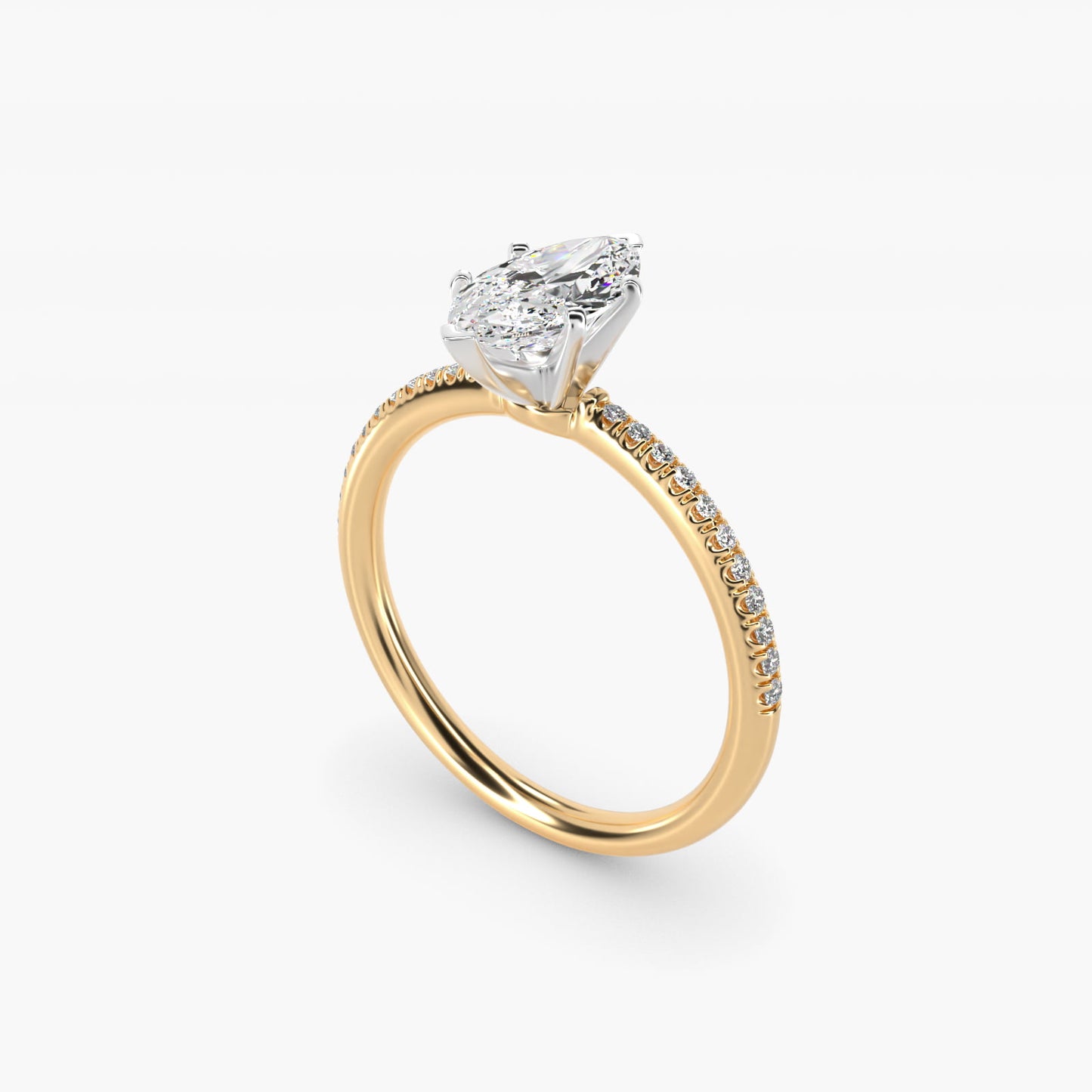 Petite MicropavŽ Diamond Engagement Ring in 14k Yellow Gold (1/10 ct. tw.) - Marquise Center