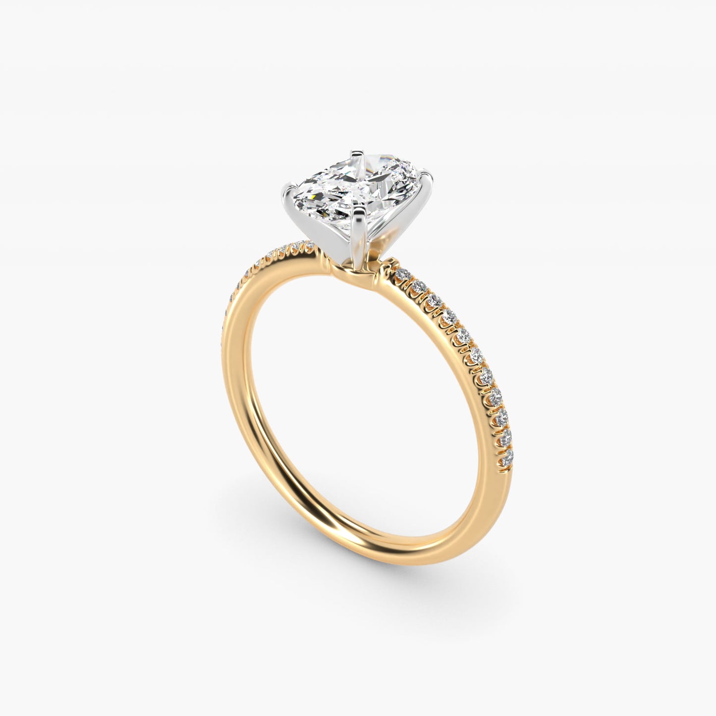Petite MicropavŽ Diamond Engagement Ring in 18k Yellow Gold (1/10 ct. tw.) - Oval Center