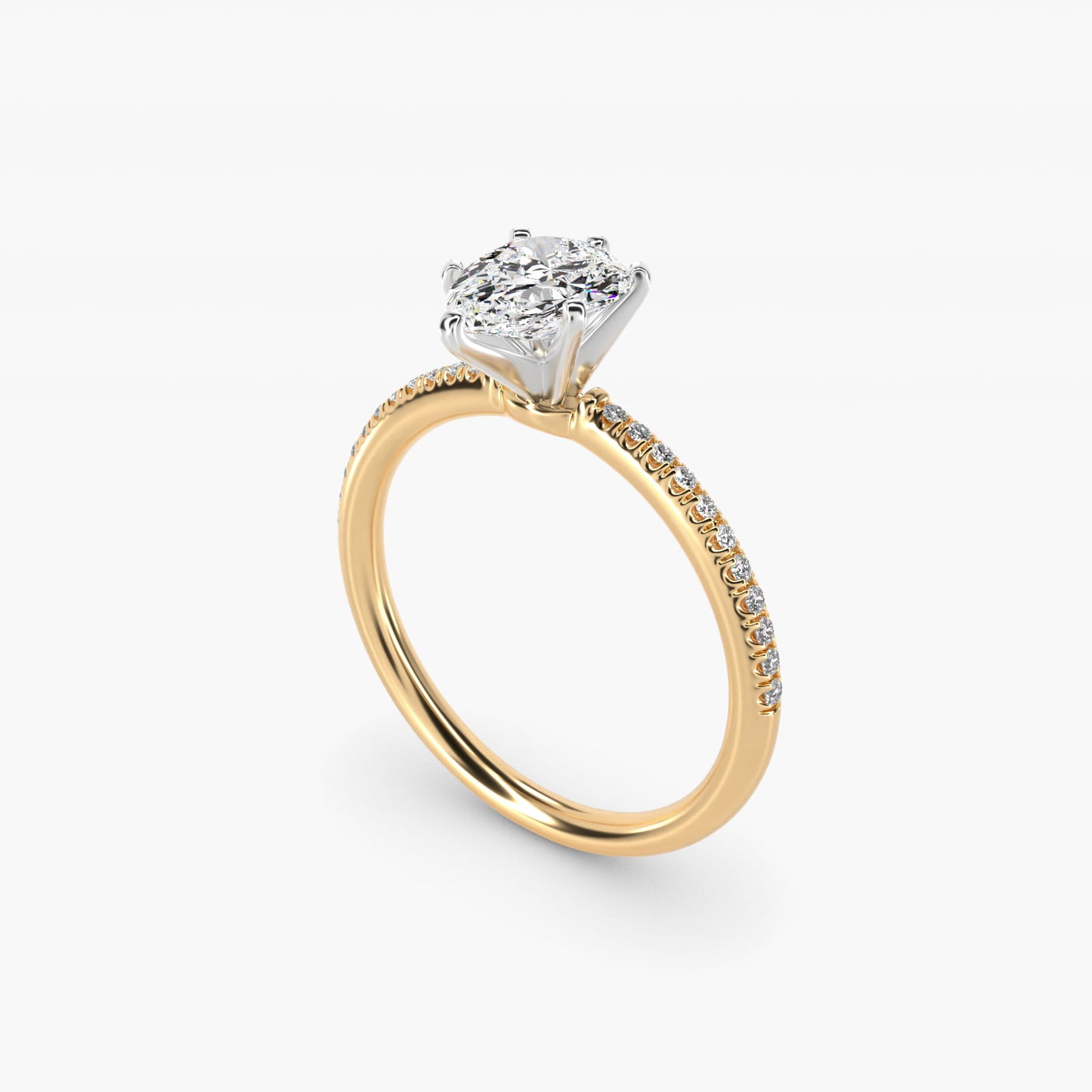 Petite MicropavŽ Diamond Engagement Ring in 14k Yellow Gold (1/10 ct. tw.) - Pear Center