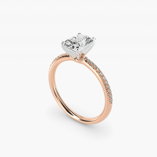 Petite MicropavŽ Diamond Engagement Ring in 14k Rose Gold (1/10 ct. tw.) - Radiant Center