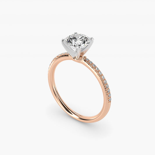Petite MicropavŽ Diamond Engagement Ring in 14k Rose Gold (1/10 ct. tw.) - Round Center
