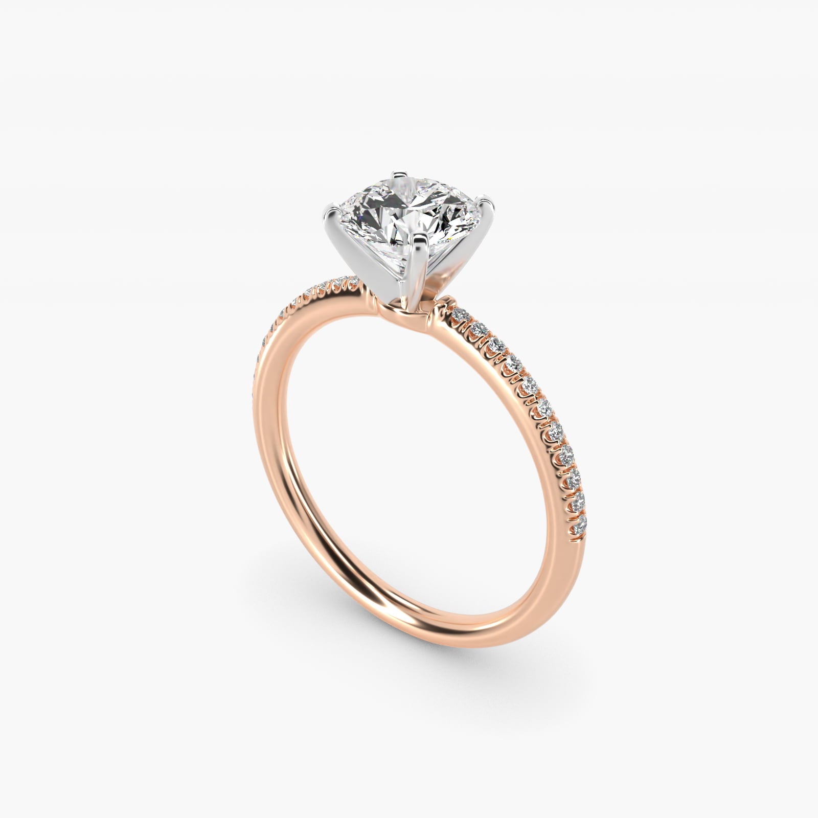 Petite MicropavŽ Diamond Engagement Ring in 18k Rose Gold (1/10 ct. tw.) - Round Center