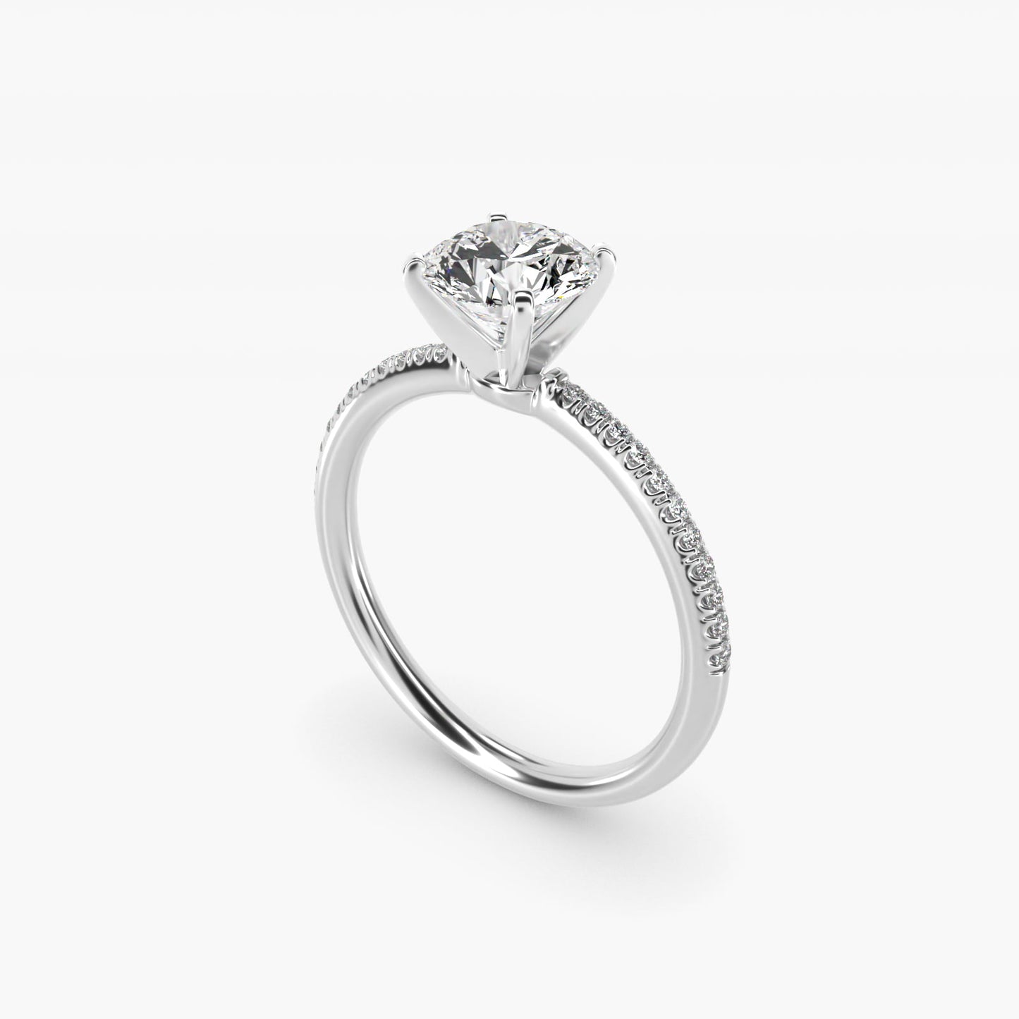 Petite MicropavŽ Diamond Engagement Ring in 14k White Gold (1/10 ct. tw.) - Round Center