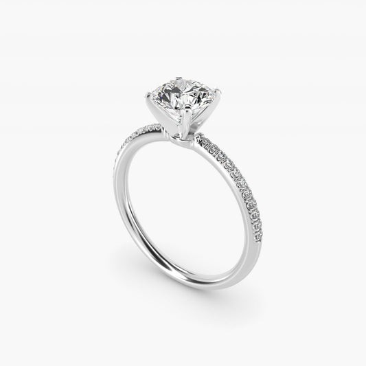Petite MicropavŽ Diamond Engagement Ring in 14k White Gold (1/10 ct. tw.) - Round Center