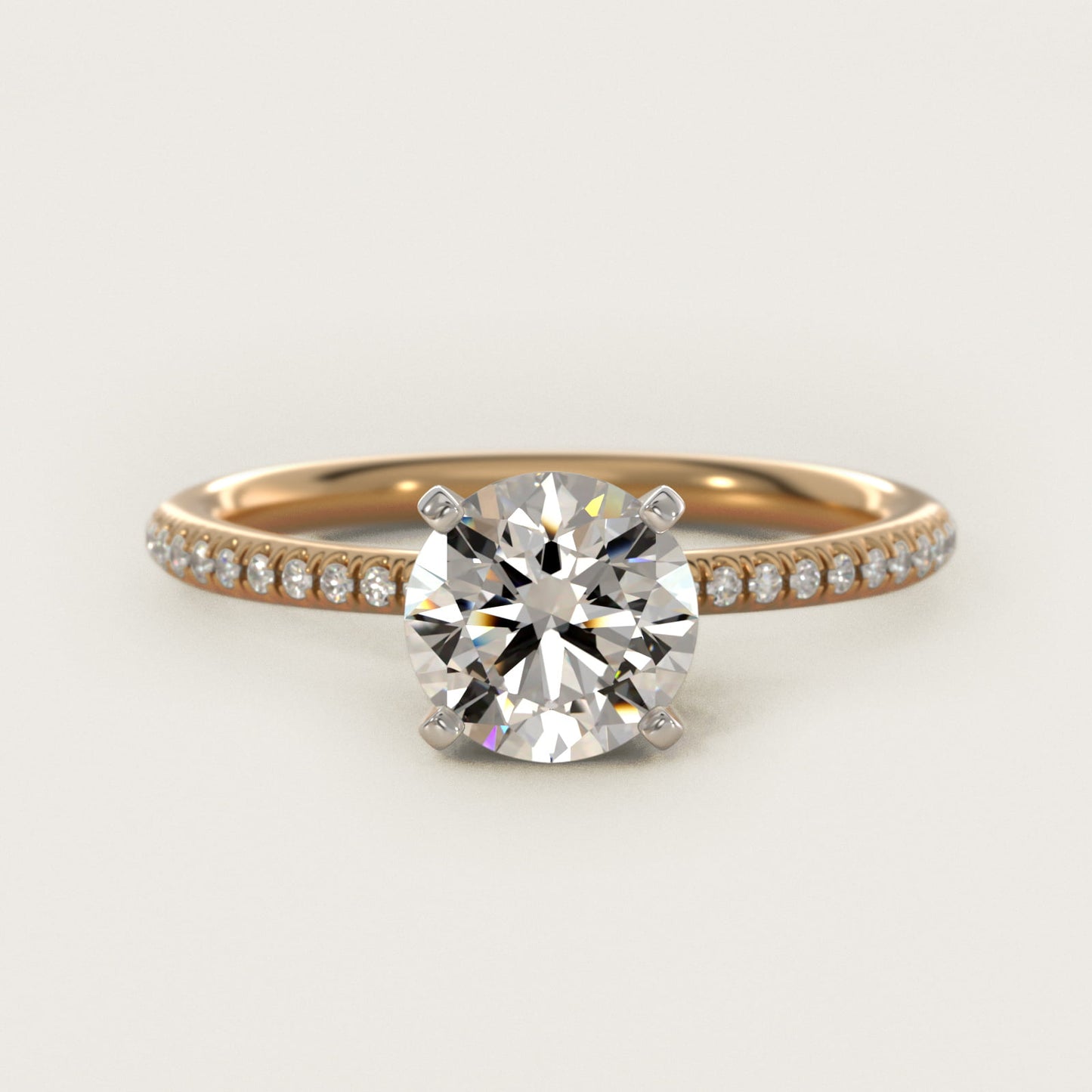 Petite MicropavŽ Diamond Engagement Ring in 18k Yellow Gold (1/10 ct. tw.) - Round Center