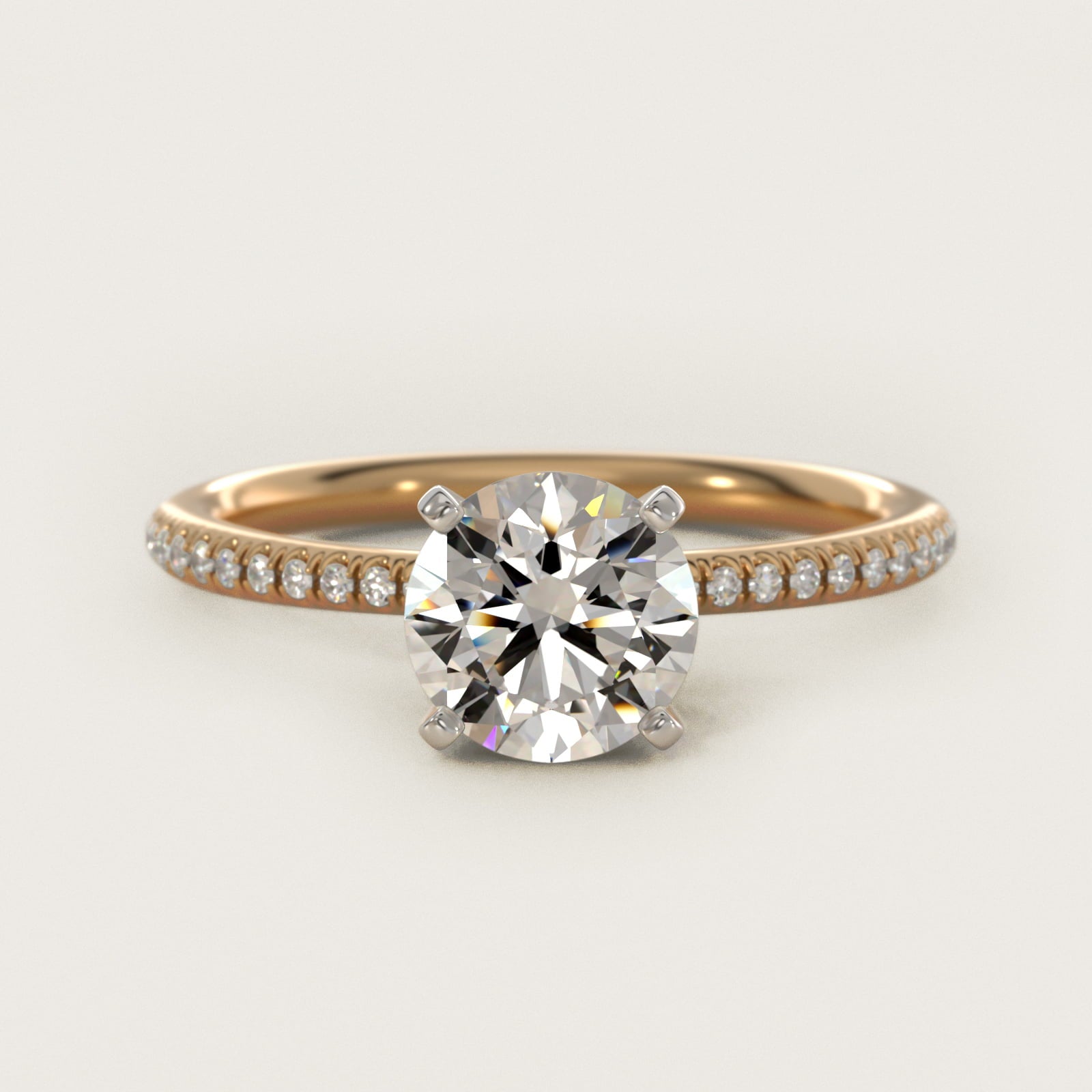 Petite MicropavŽ Diamond Engagement Ring in 18k Yellow Gold (1/10 ct. tw.) - Round Center