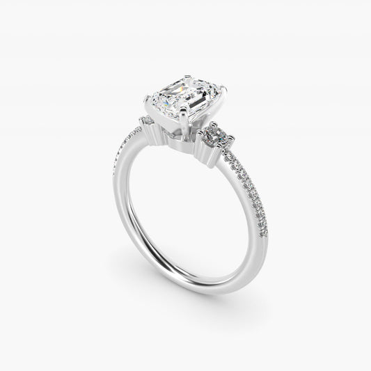 Petite Micropav? Trio Diamond Engagement Ring in Platinum (1/5 ct. tw.) - Emerald Center