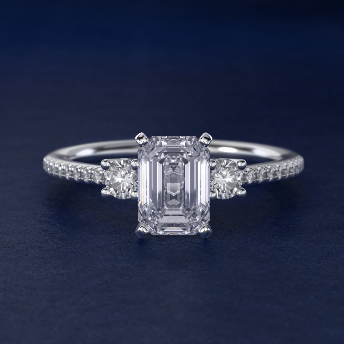Petite Micropav? Trio Diamond Engagement Ring in Platinum (1/5 ct. tw.) - Emerald Center