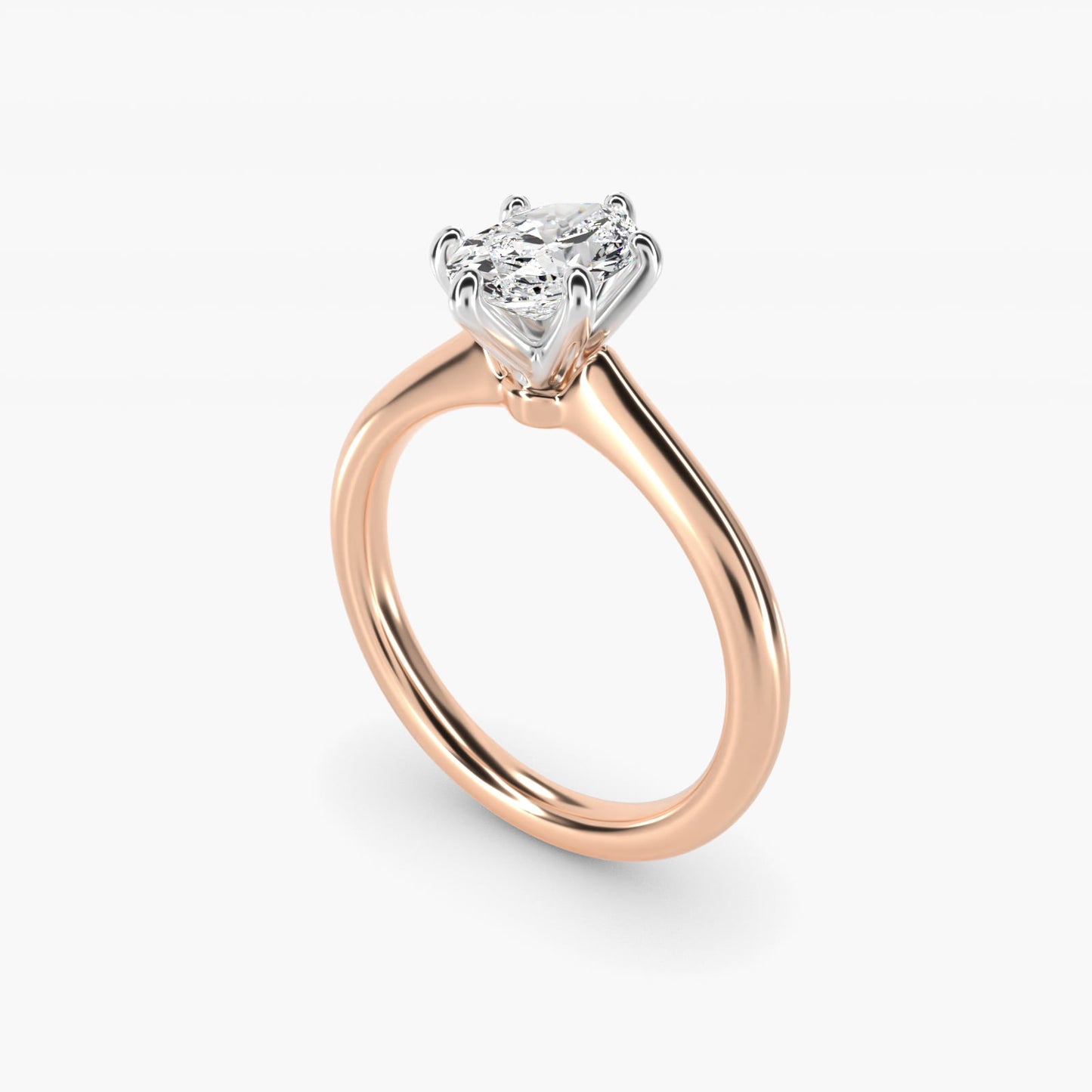 Petite Nouveau Six-Prong Solitaire Engagement Ring in 14k Rose Gold - Oval Center