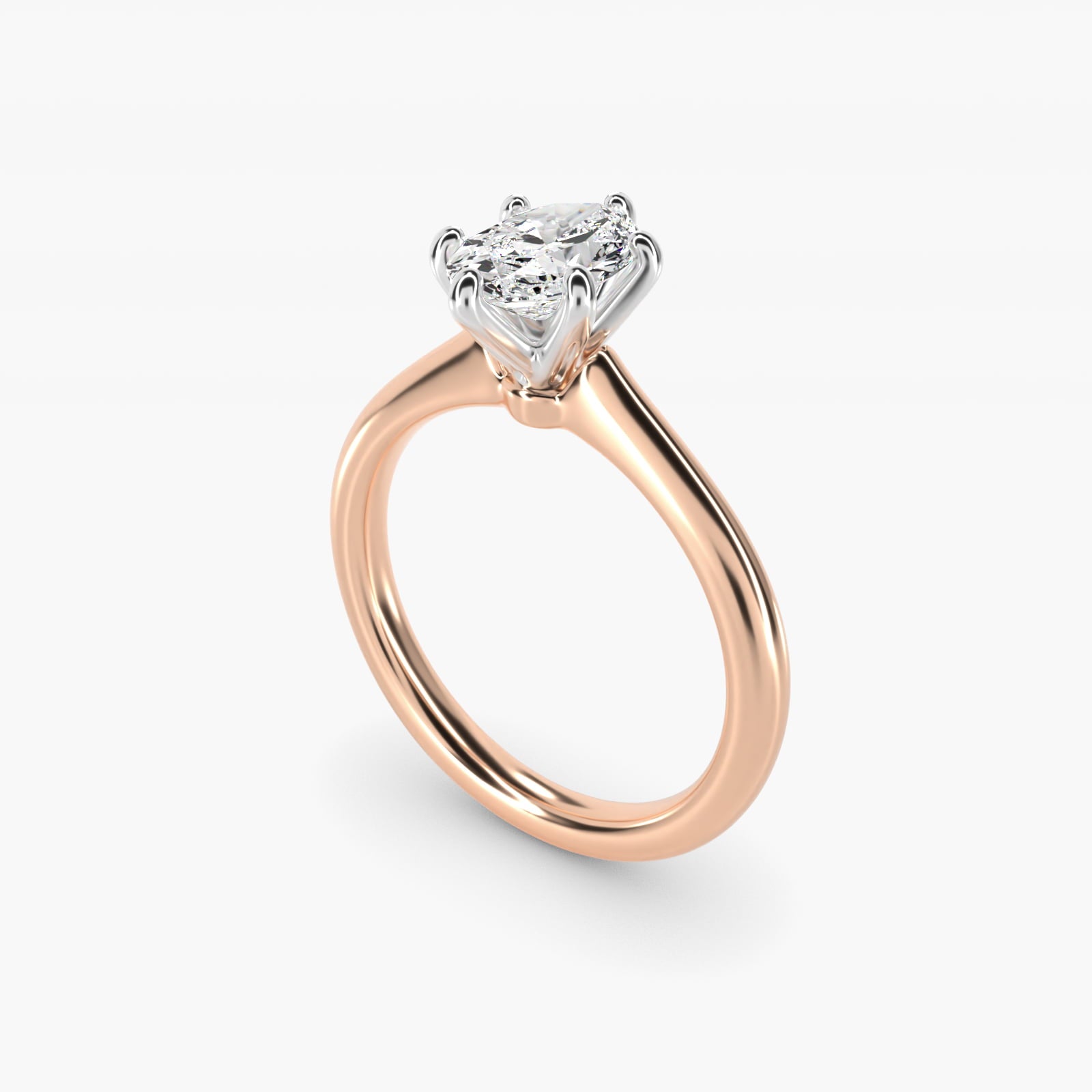 Petite Nouveau Six-Prong Solitaire Engagement Ring in 14k Rose Gold - Oval Center