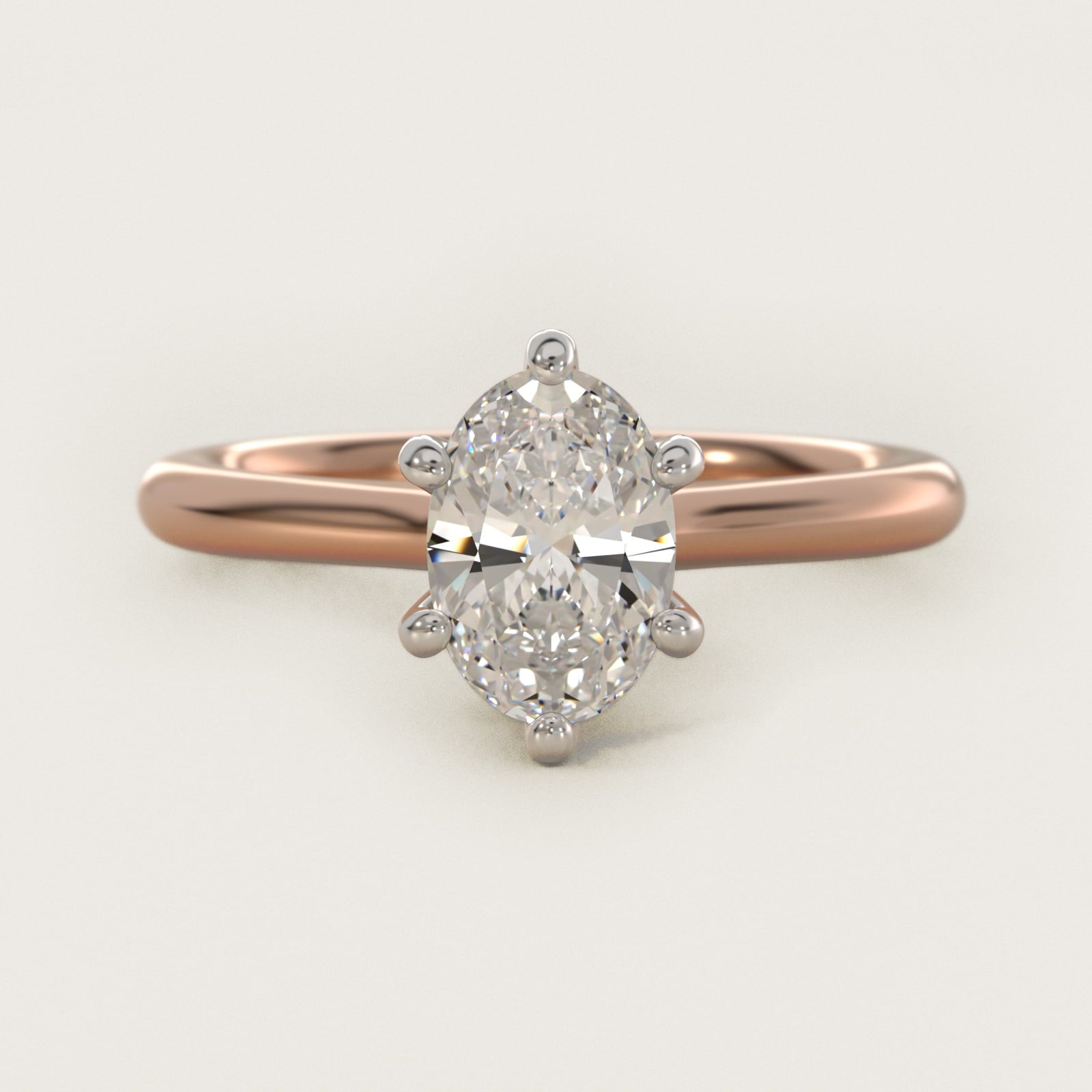 Petite Nouveau Six-Prong Solitaire Engagement Ring in 14k Rose Gold - Oval Center