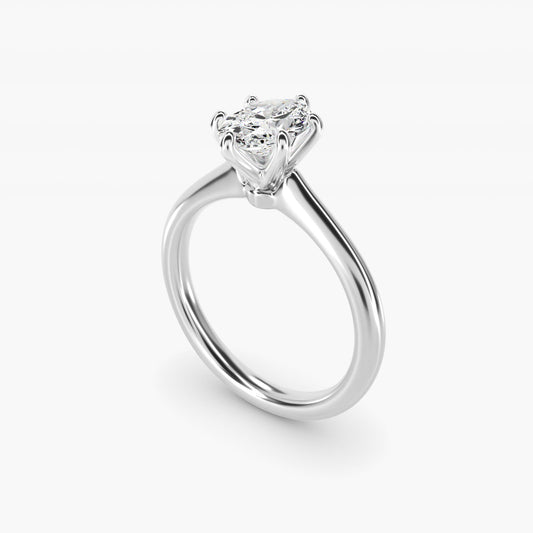 Petite Nouveau Six-Prong Solitaire Engagement Ring in 18k White Gold - Oval Center