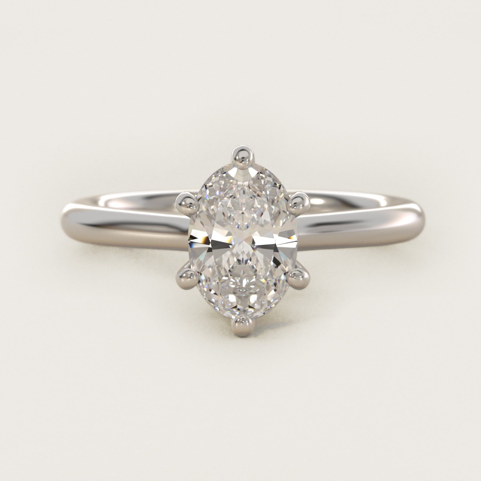 Petite Nouveau Six-Prong Solitaire Engagement Ring in 14k White Gold - Oval Center
