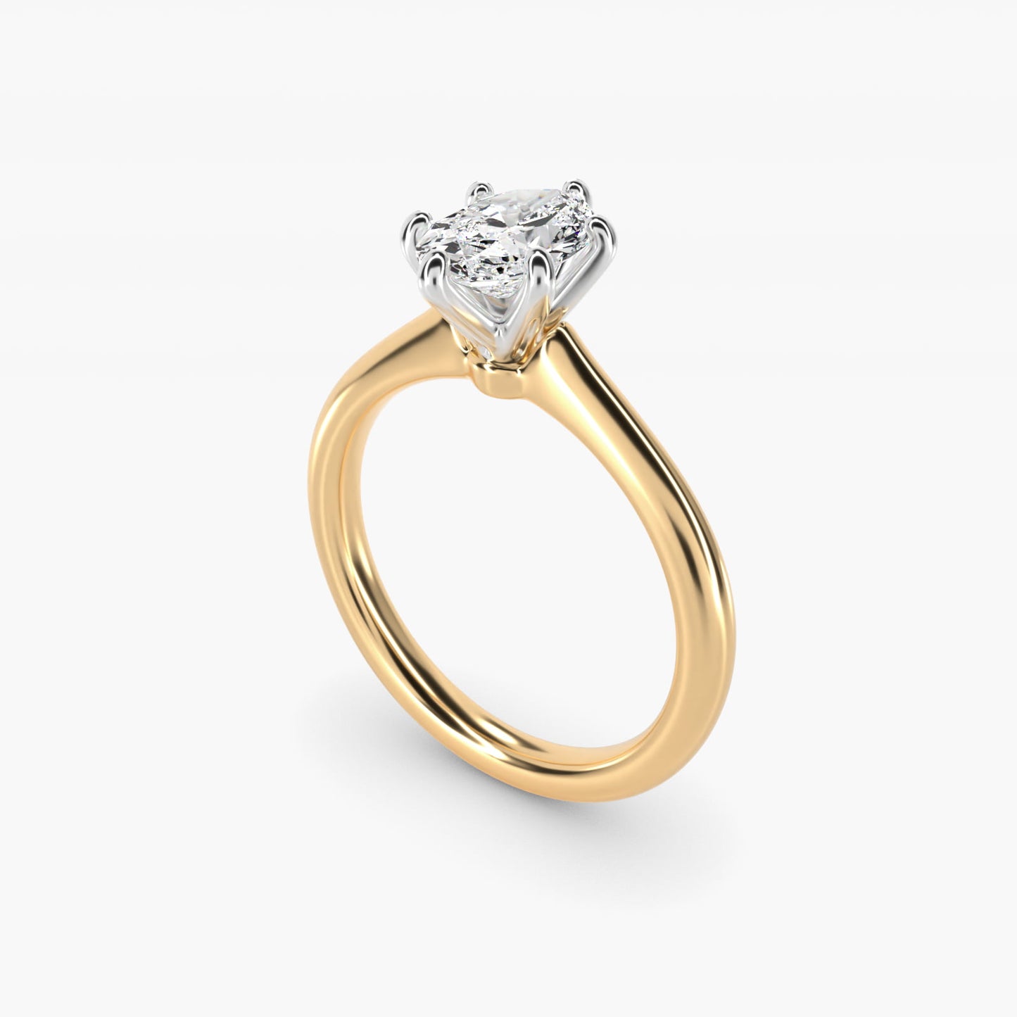Petite Nouveau Six-Prong Solitaire Engagement Ring in 14K Yellow Gold - Oval Center