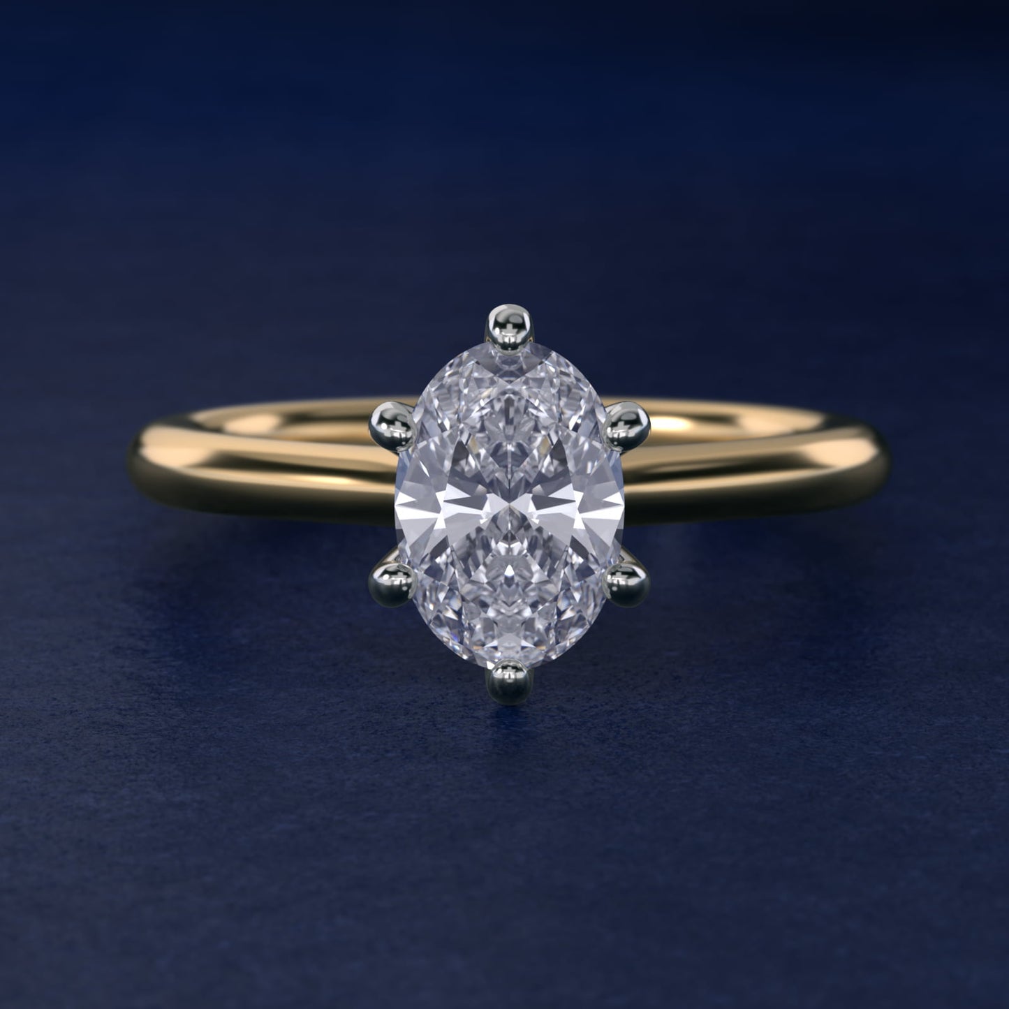 Petite Nouveau Six-Prong Solitaire Engagement Ring in 18k Yellow Gold - Oval Center