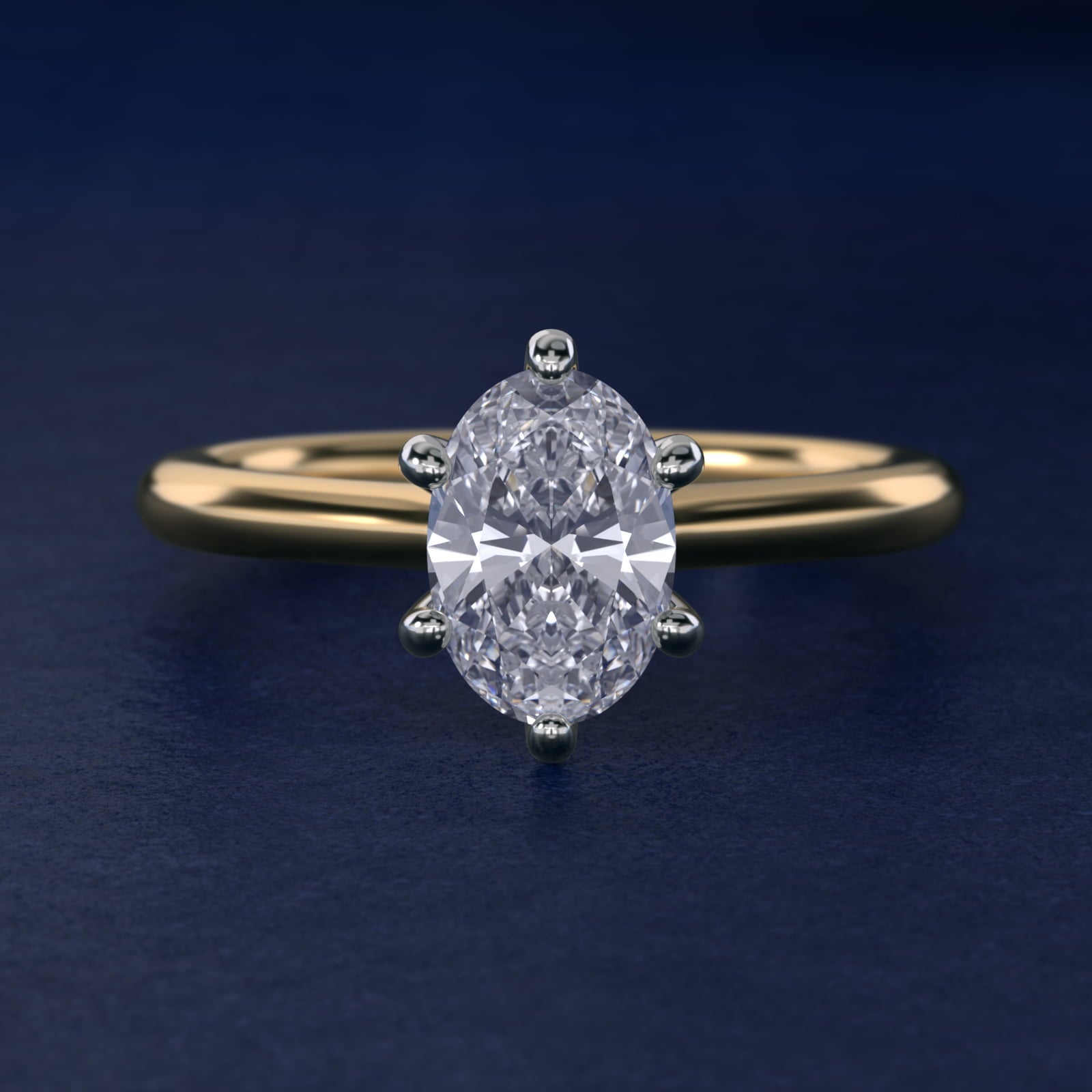 Petite Nouveau Six-Prong Solitaire Engagement Ring in 18k Yellow Gold - Oval Center