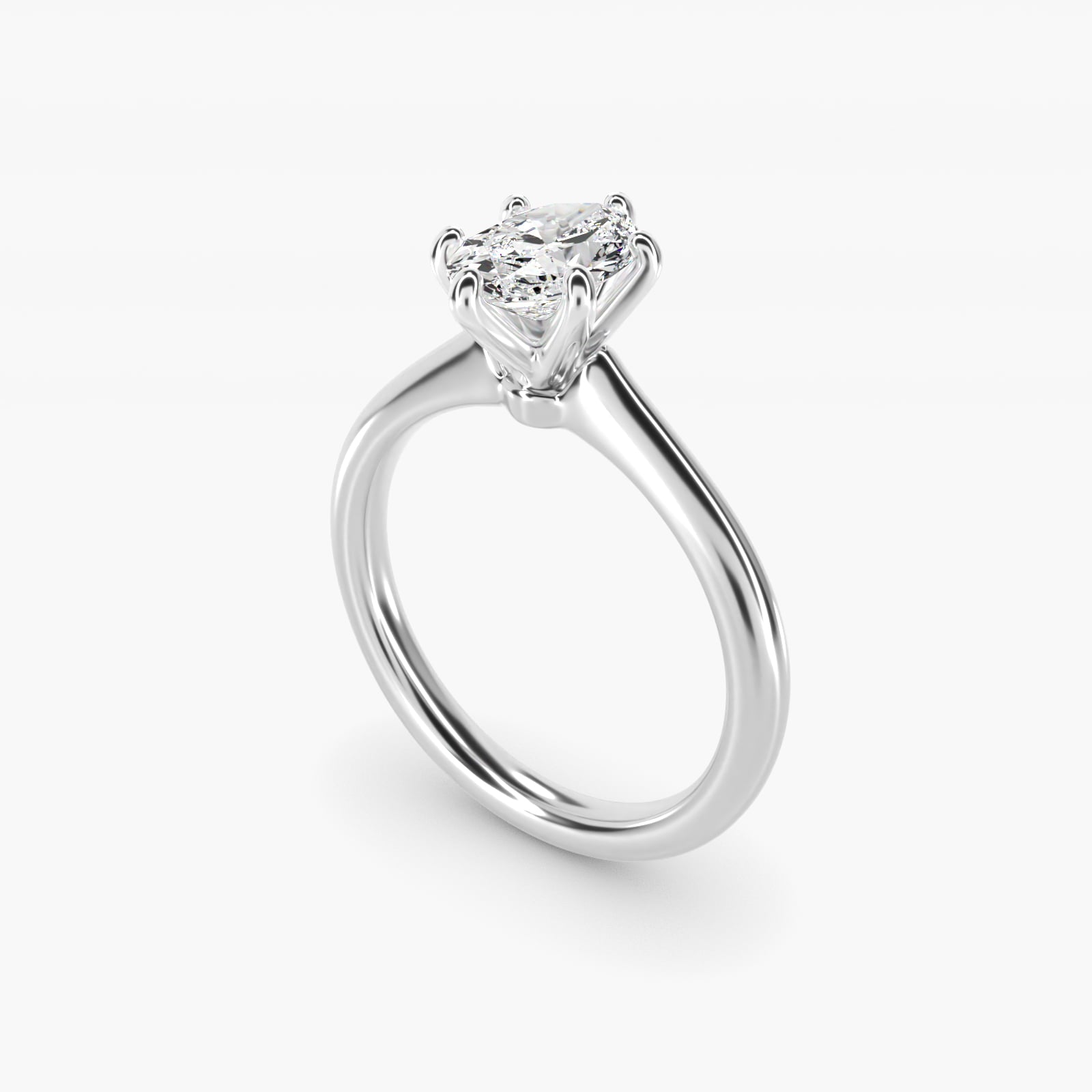 Petite Nouveau Six-Prong Solitaire Engagement Ring in Platinum - Oval Center