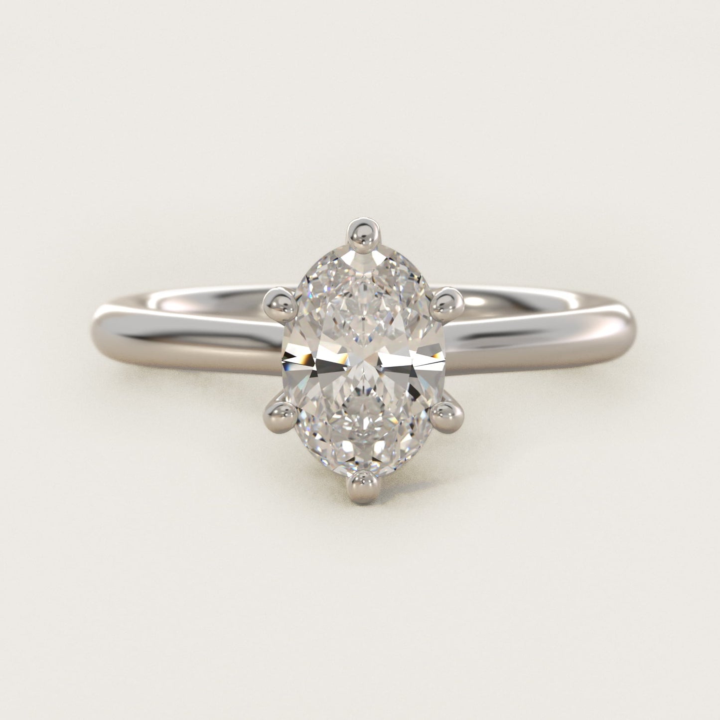 Petite Nouveau Six-Prong Solitaire Engagement Ring in Platinum - Oval Center