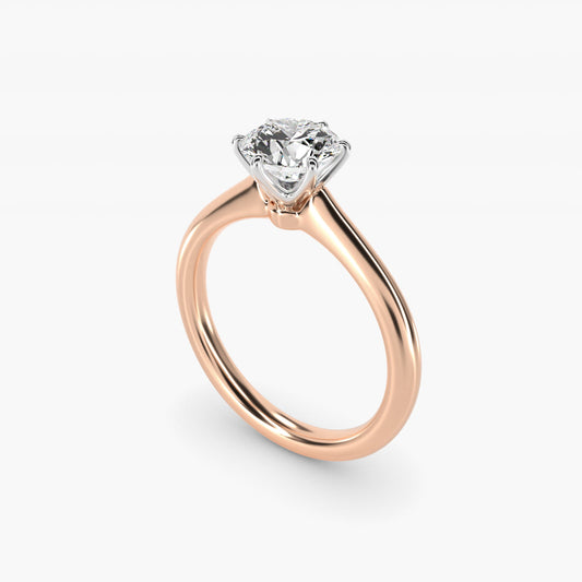 Petite Nouveau Six-Prong Solitaire Engagement Ring in 18k Rose Gold - Round Center