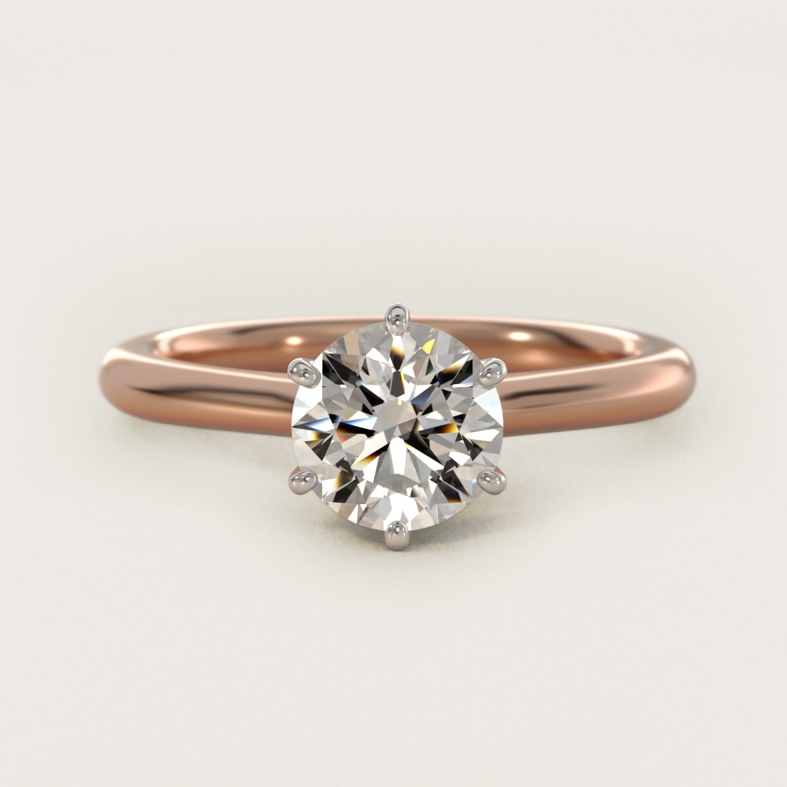Petite Nouveau Six-Prong Solitaire Engagement Ring in 18k Rose Gold - Round Center