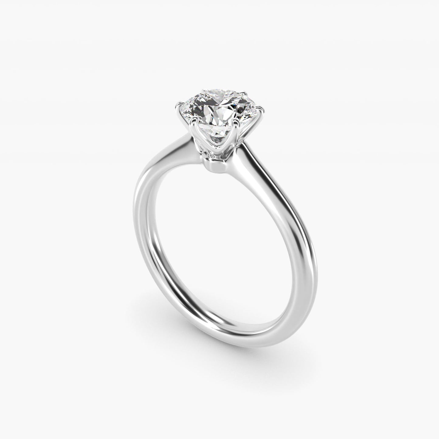 Petite Nouveau Six-Prong Solitaire Engagement Ring in 14k White Gold - Round Center