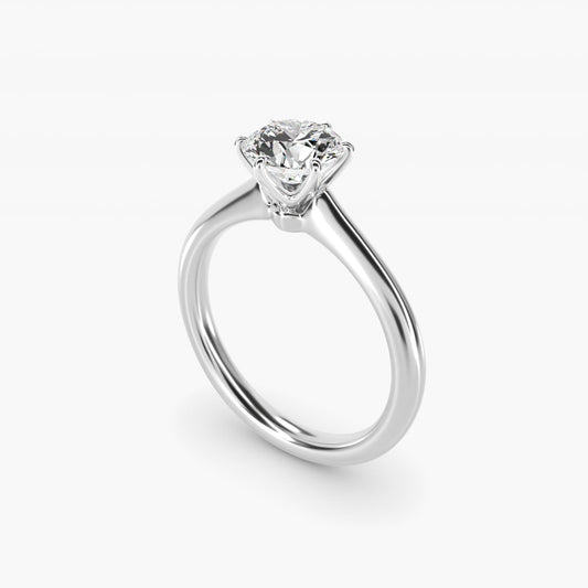 Petite Nouveau Six-Prong Solitaire Engagement Ring in 18k White Gold - Round Center
