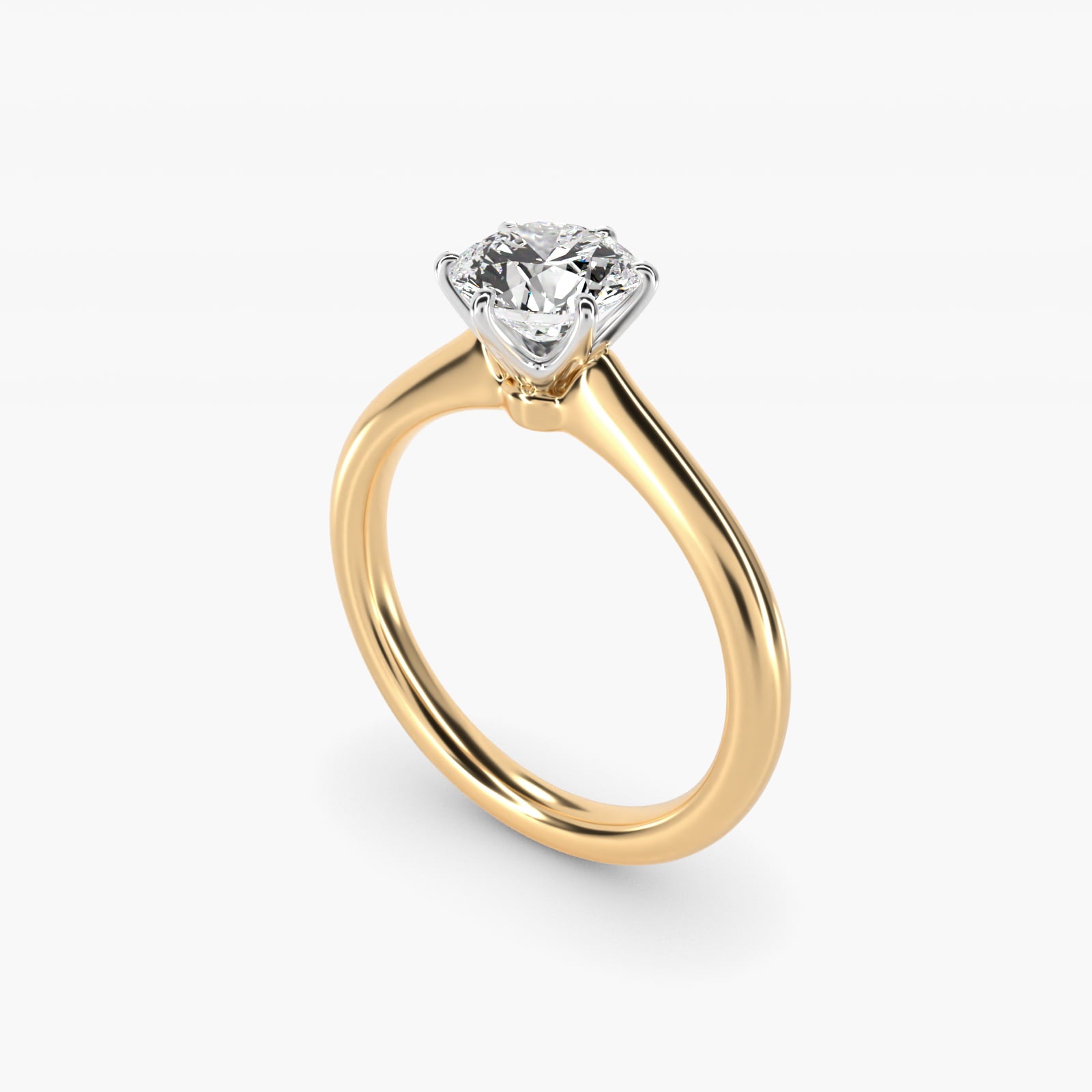 Petite Nouveau Six-Prong Solitaire Engagement Ring in 18k Yellow Gold - Round Center