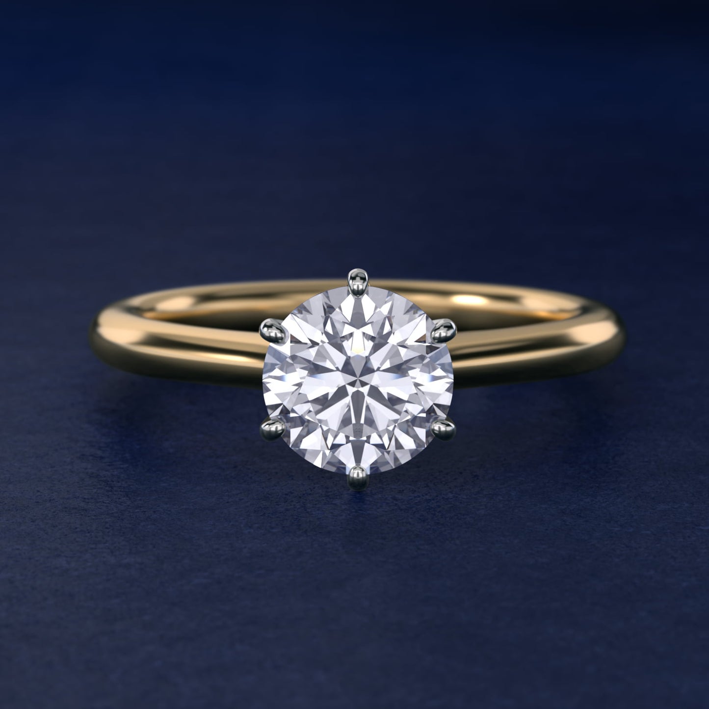 Petite Nouveau Six-Prong Solitaire Engagement Ring in 14K Yellow Gold - Round Center