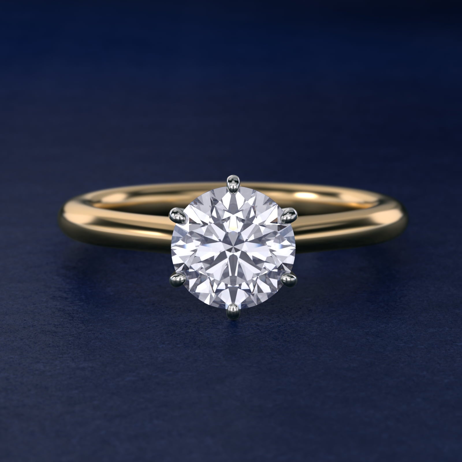 Petite Nouveau Six-Prong Solitaire Engagement Ring in 14K Yellow Gold - Round Center