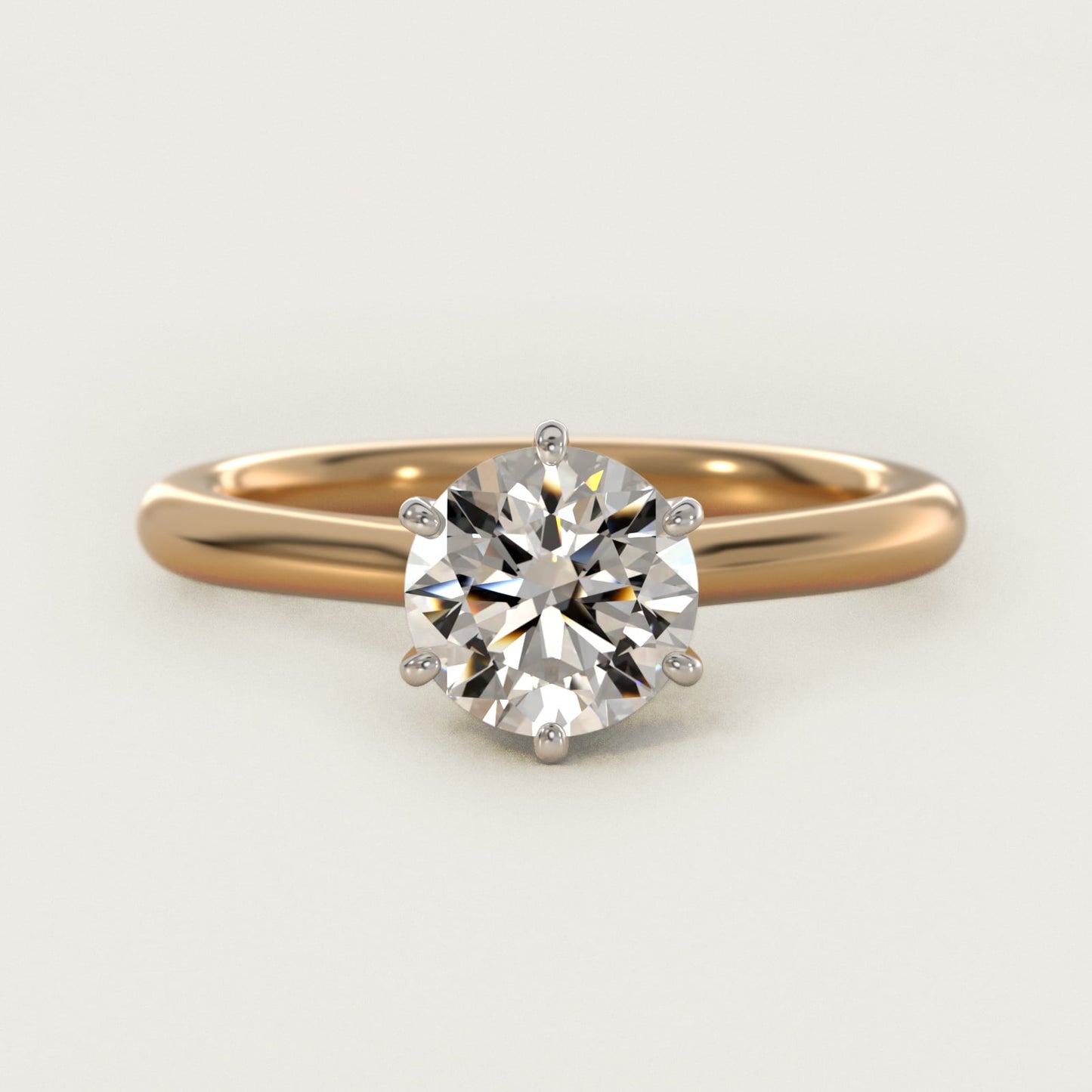 Petite Nouveau Six-Prong Solitaire Engagement Ring in 14K Yellow Gold - Round Center