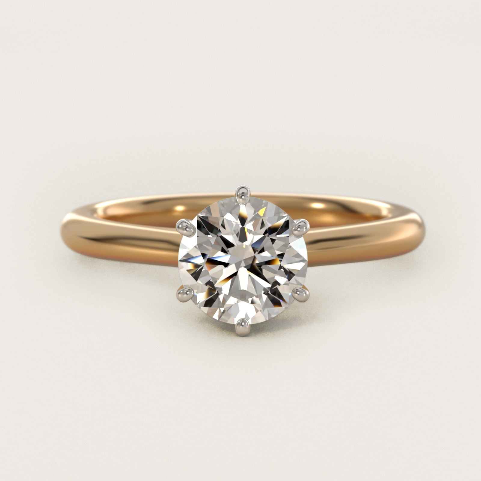 Petite Nouveau Six-Prong Solitaire Engagement Ring in 14K Yellow Gold - Round Center