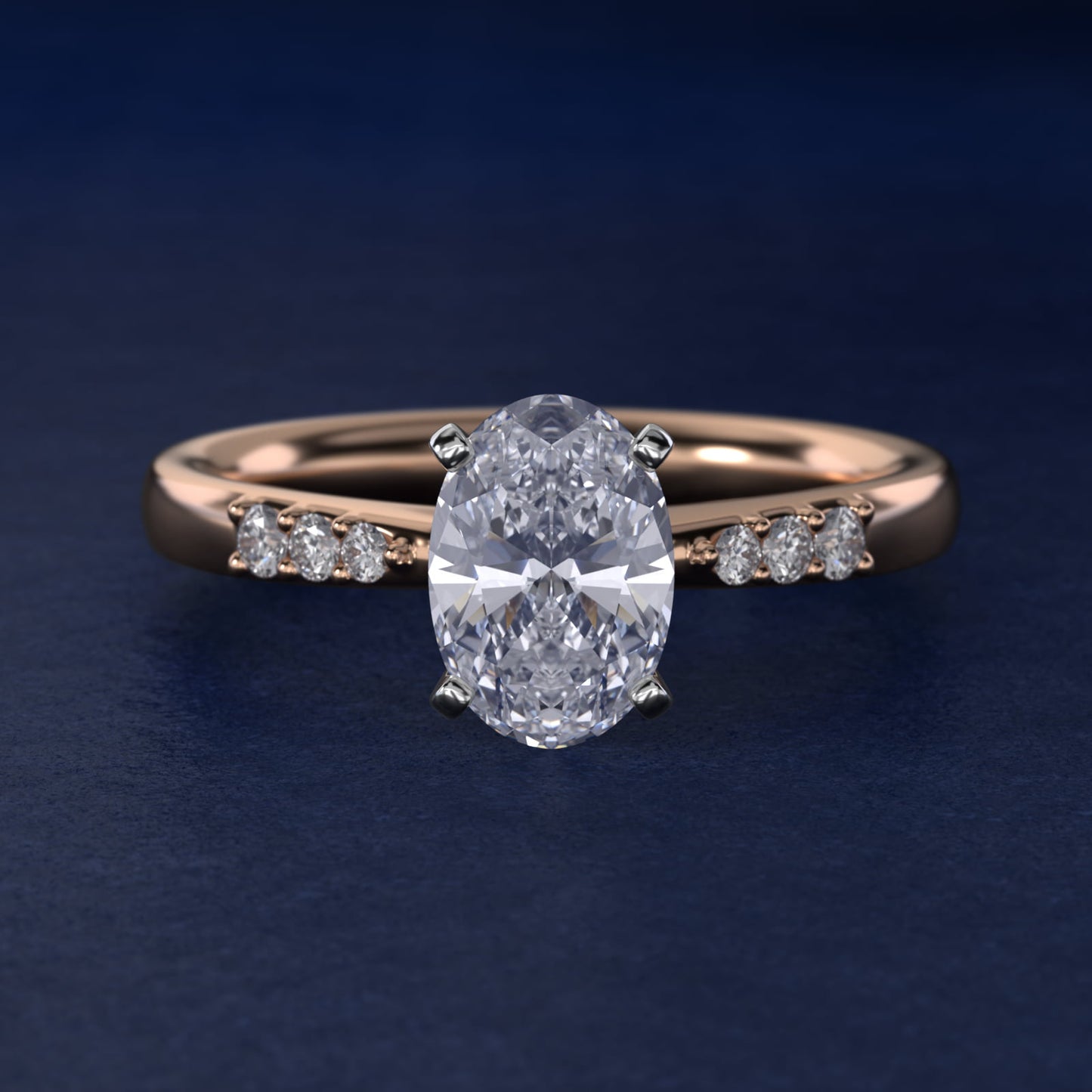 Petite Diamond Engagement Ring in 14k Rose Gold (1/10 ct. tw.) - Oval Center