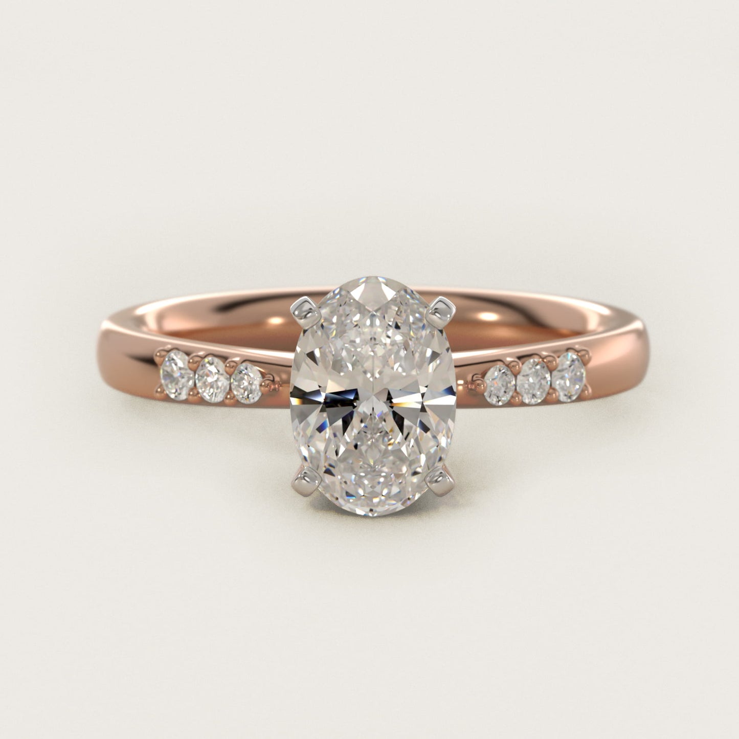 Petite Diamond Engagement Ring in 14k Rose Gold (1/10 ct. tw.) - Oval Center