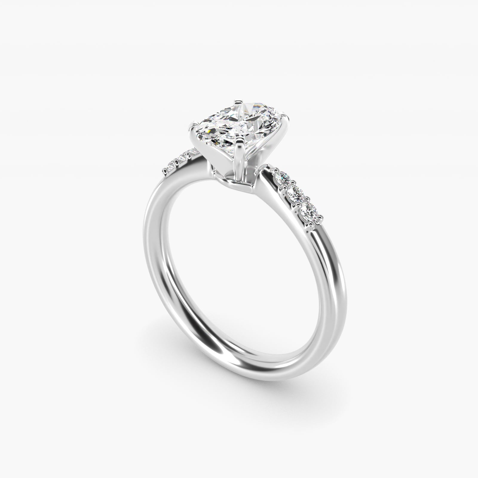 Petite Diamond Engagement Ring in 14k White Gold (1/10 ct. tw.) - Oval Center