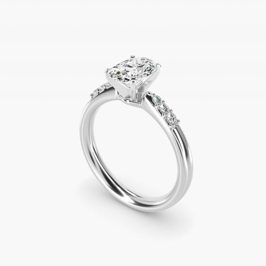 Petite Diamond Engagement Ring in 14k White Gold (1/10 ct. tw.) - Oval Center