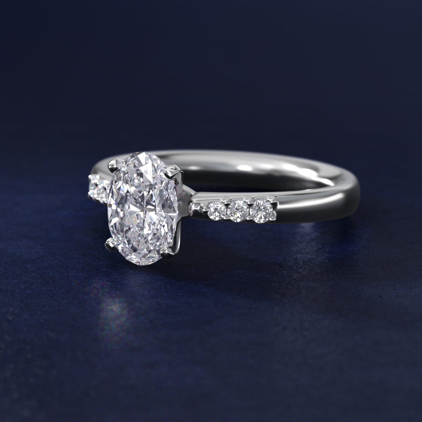 Petite Diamond Engagement Ring in 14k White Gold (1/10 ct. tw.) - Oval Center