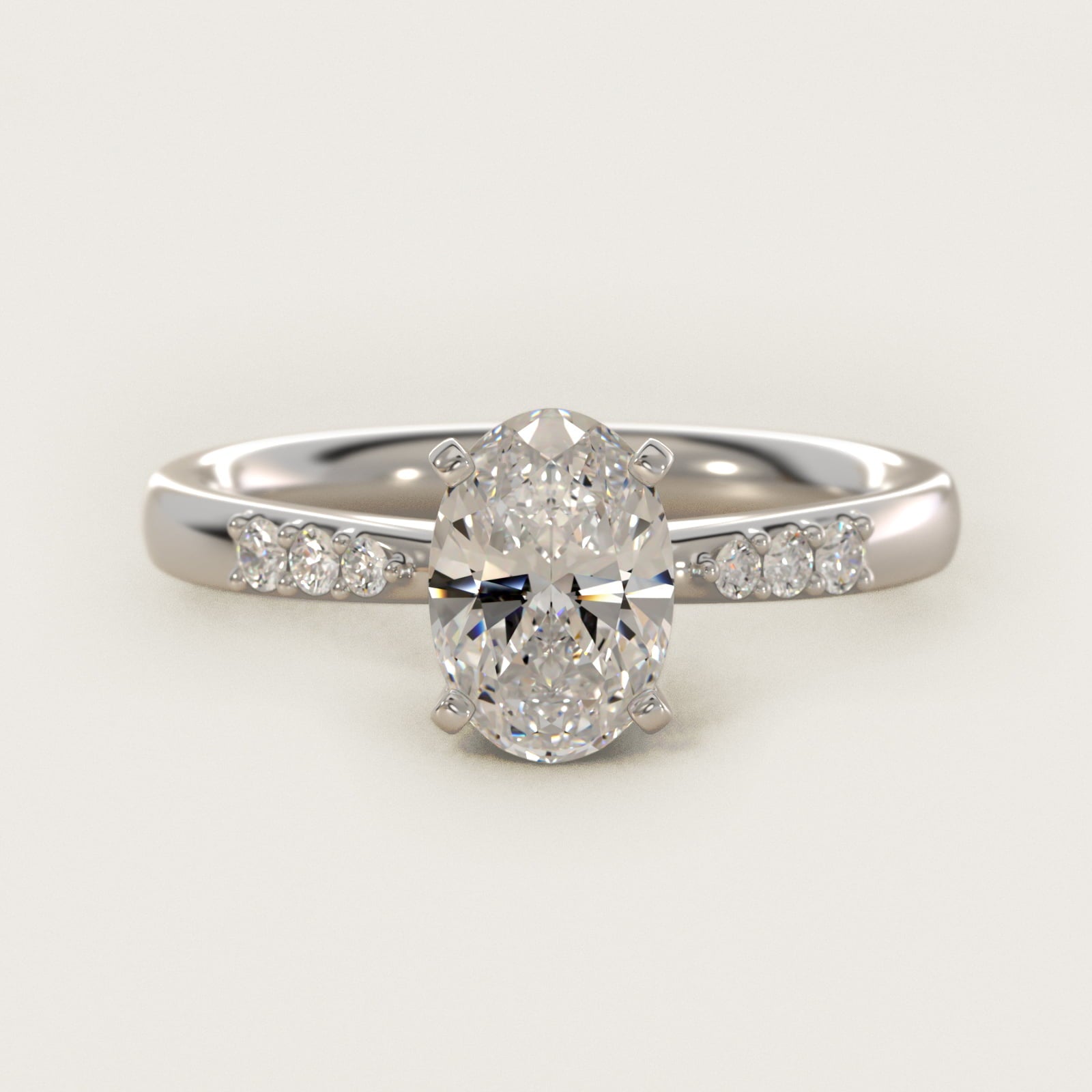 Petite Diamond Engagement Ring in 18k White Gold (1/10 ct. tw.) - Oval Center