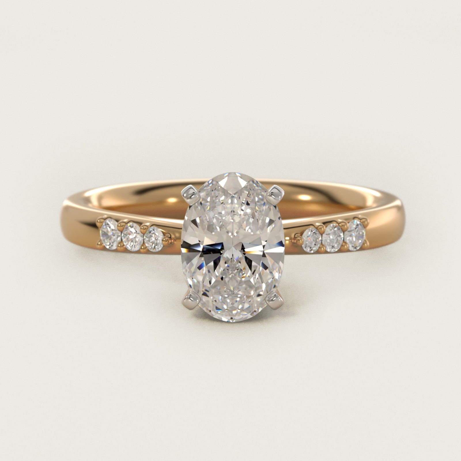 Petite Diamond Engagement Ring in 18k Yellow Gold (1/10 ct. tw.) - Oval Center