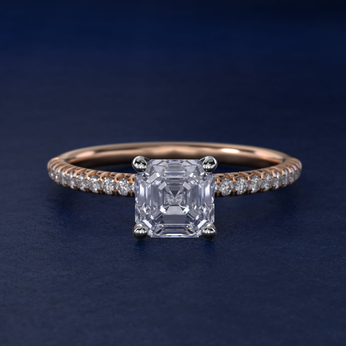 Petite PavŽ Diamond Engagement Ring In 14K Rose Gold By James Allen - Asscher Center