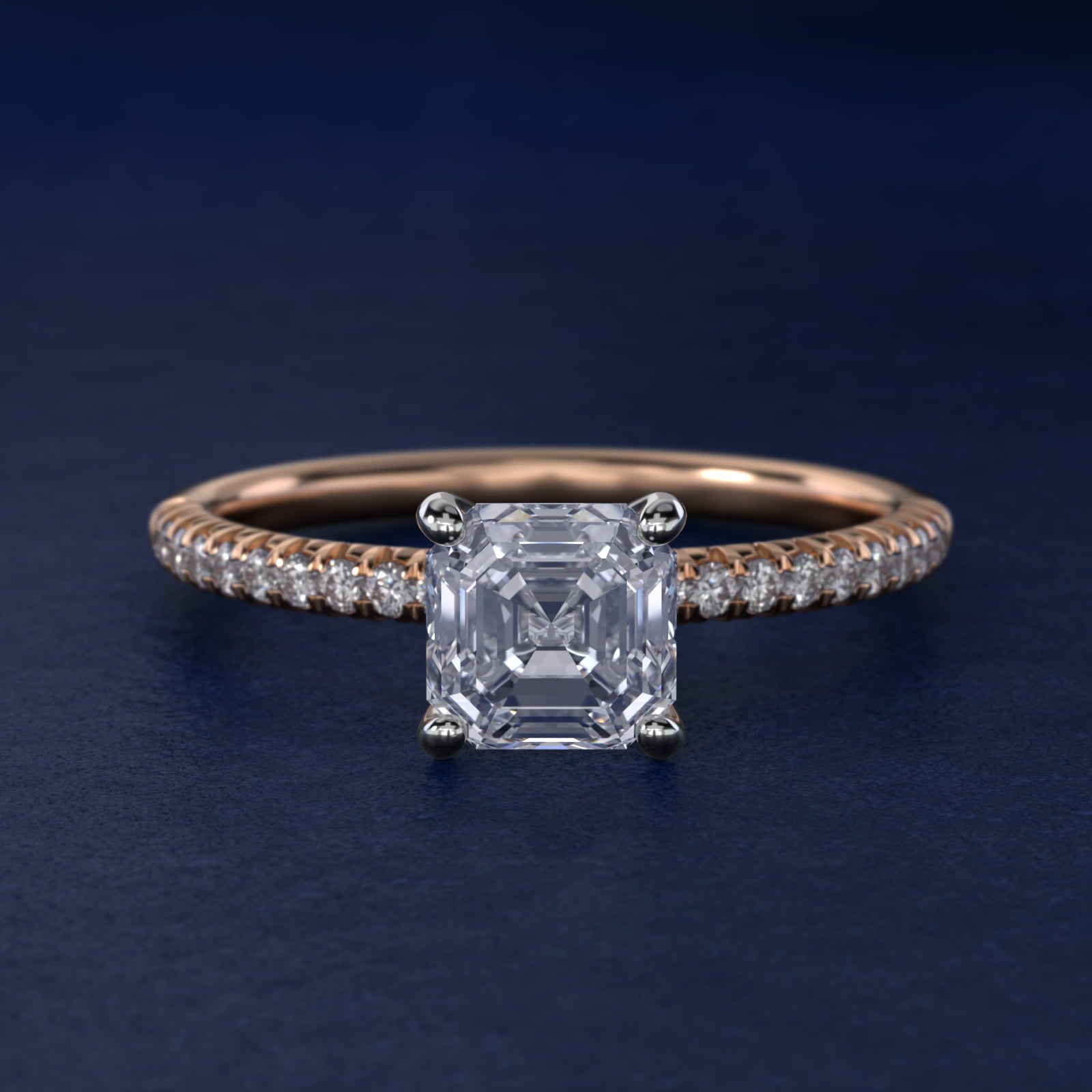 Petite PavŽ Diamond Engagement Ring In 14K Rose Gold By James Allen - Asscher Center