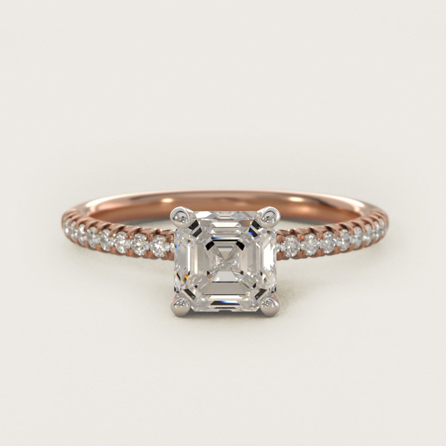 Petite PavŽ Diamond Engagement Ring In 14K Rose Gold By James Allen - Asscher Center
