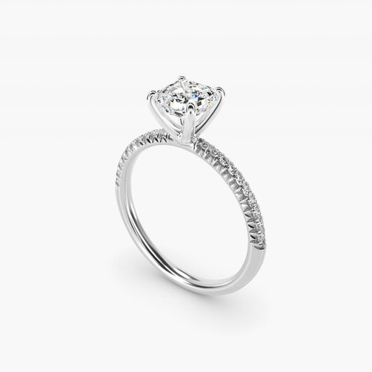 Petite Pav? Diamond Engagement Ring In 18k White Gold By James Allen - Asscher Center