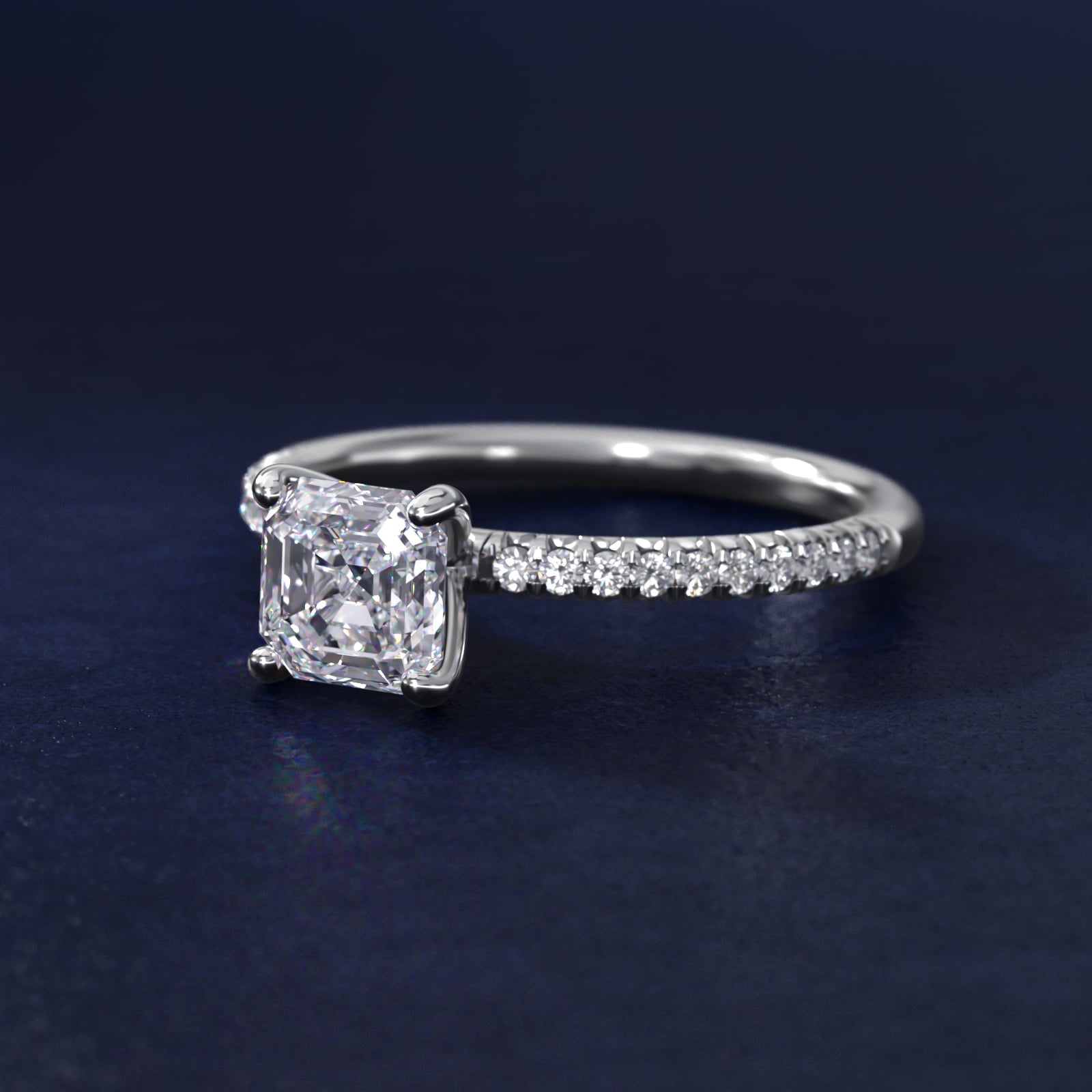 Petite PavŽ Diamond Engagement Ring In 14K White Gold By James Allen - Asscher Center