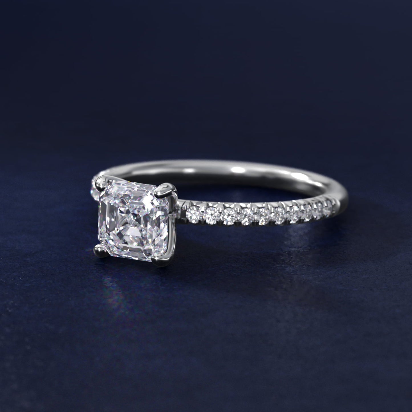 Petite Pav? Diamond Engagement Ring In 18k White Gold By James Allen - Asscher Center