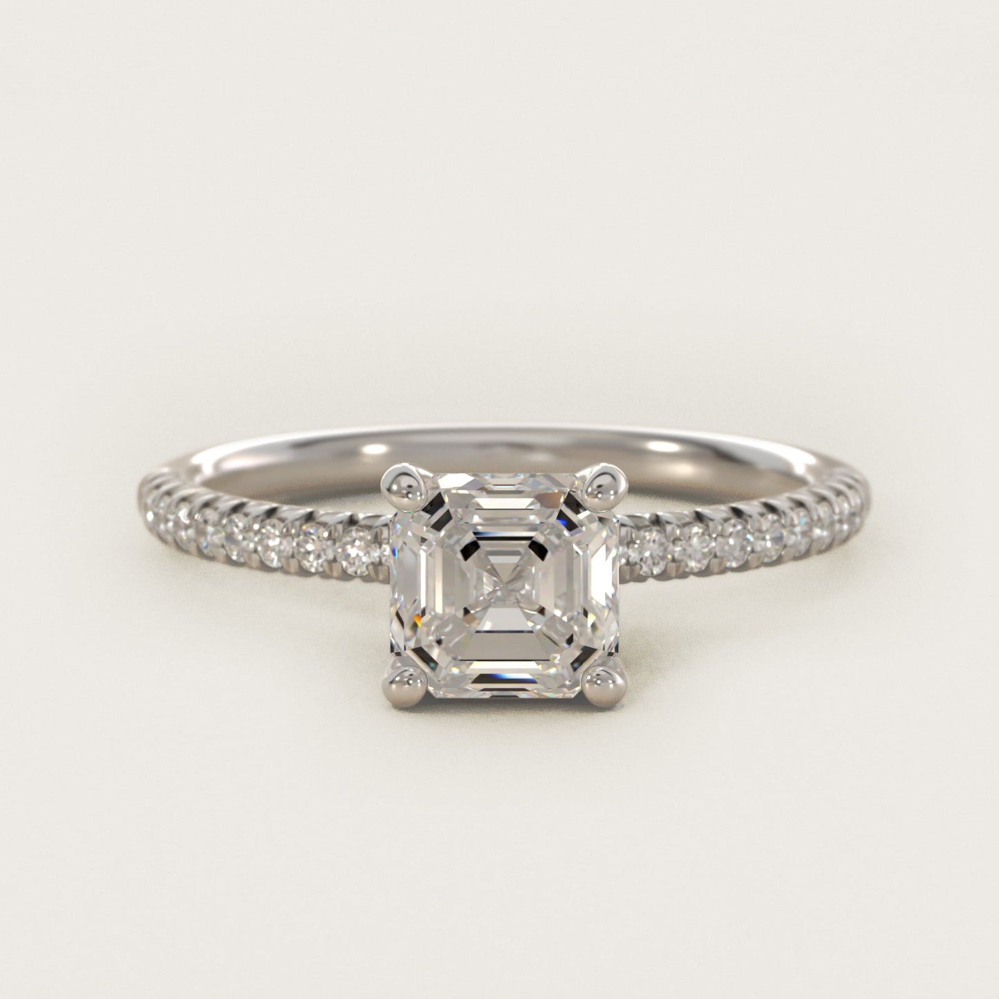 Petite PavŽ Diamond Engagement Ring In 14K White Gold By James Allen - Asscher Center