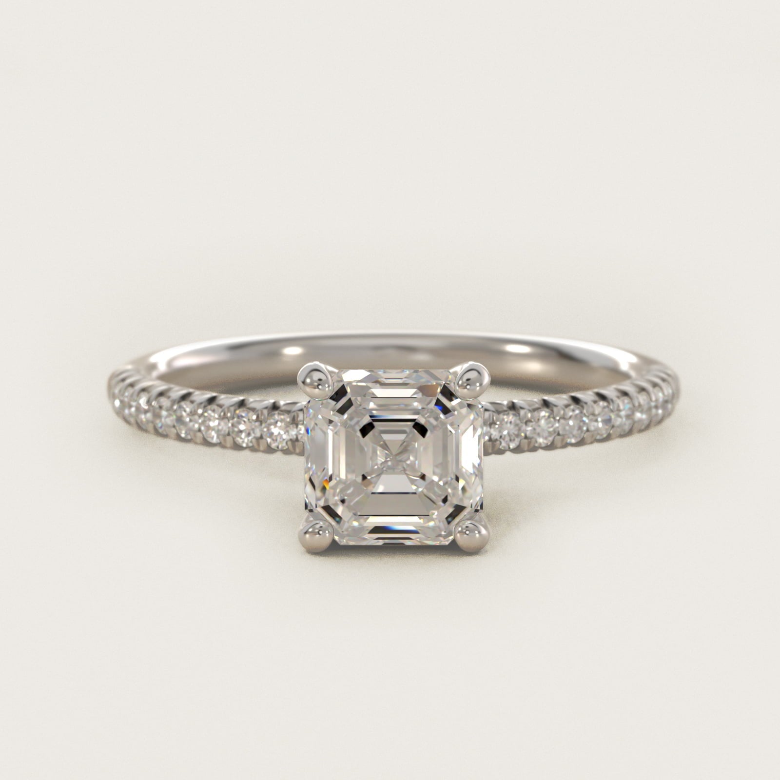 Petite PavŽ Diamond Engagement Ring In 14K White Gold By James Allen - Asscher Center