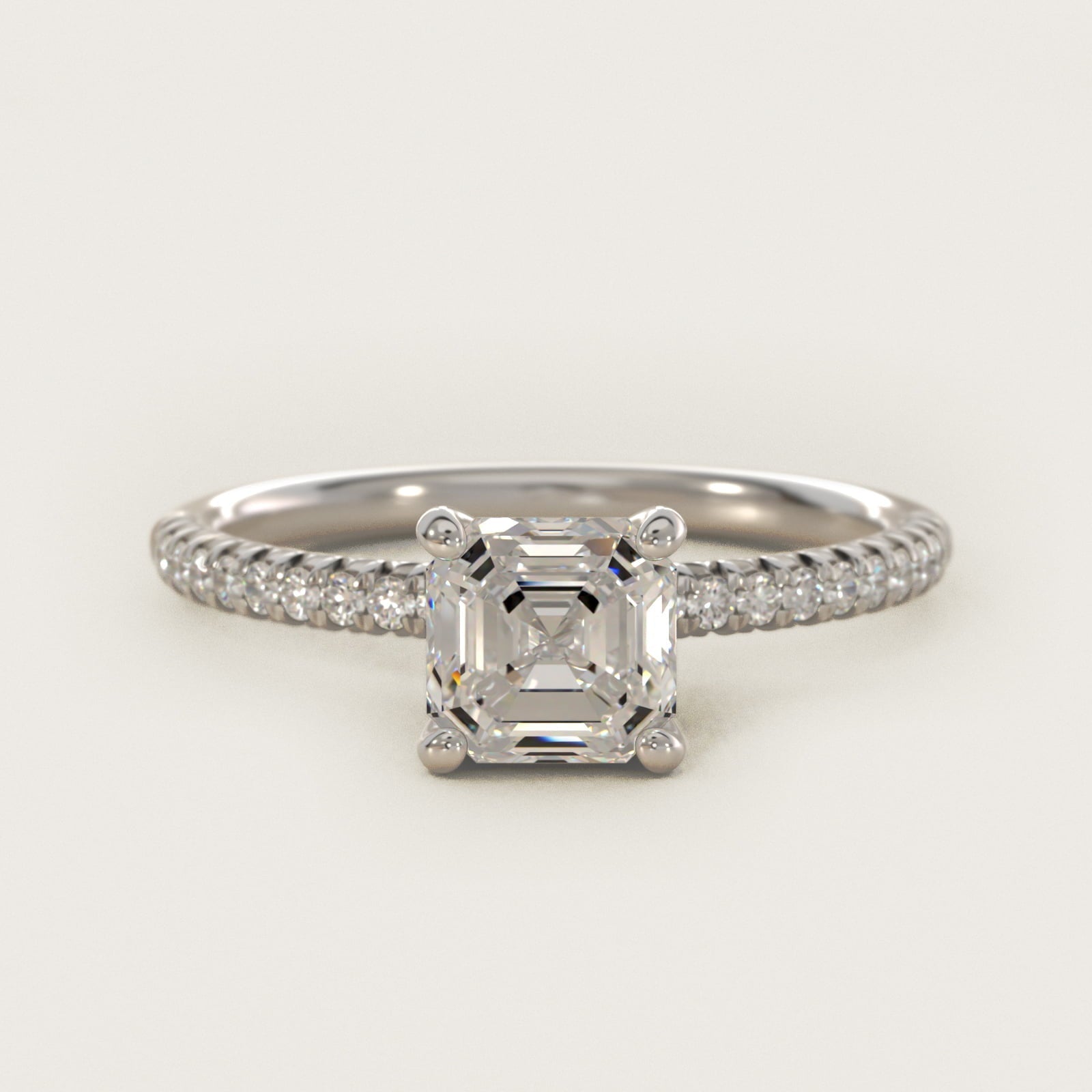 Petite Pav? Diamond Engagement Ring In 18k White Gold By James Allen - Asscher Center