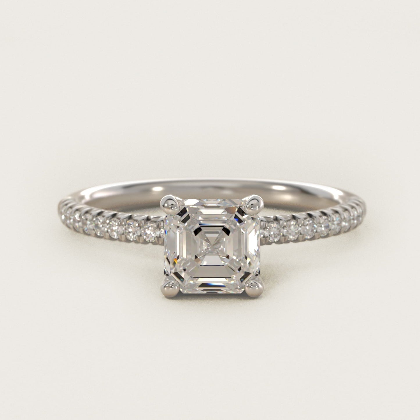Petite Pav? Diamond Engagement Ring In Platinum By James Allen - Asscher Center
